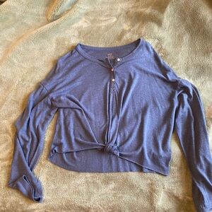 Aerie Blue Long Sleeve Knotted Tee